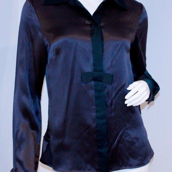 Tibi Silk Front Bow Button Blouse - Picture 3 of 3
